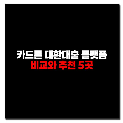 카드론 대환대출 플랫폼 비교와 추천 5곳