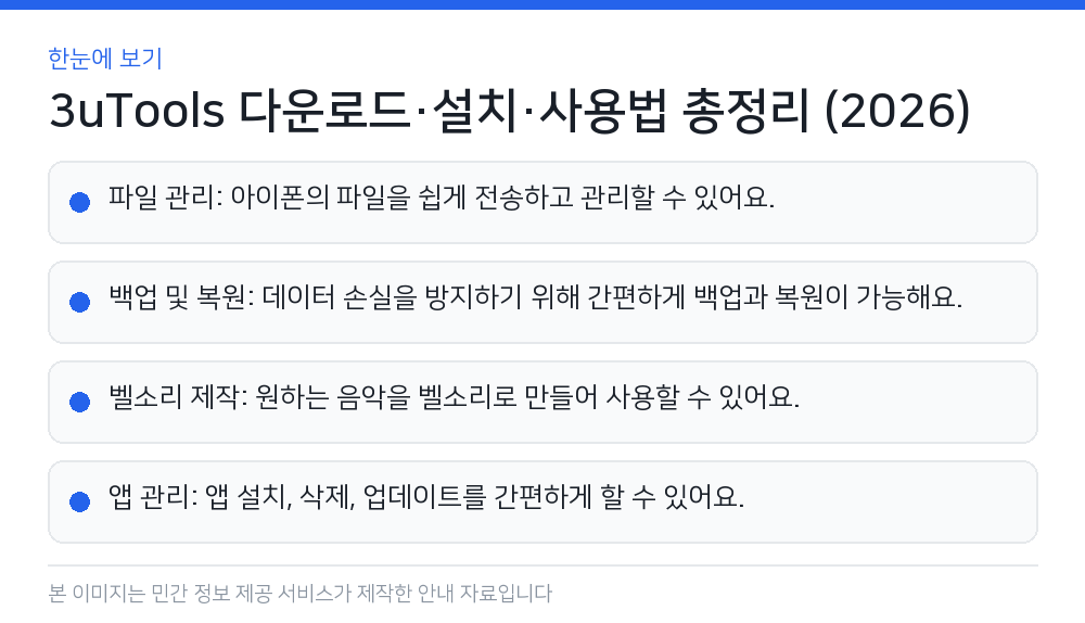 3uTools 다운로드·설치·사용법 총정리 (2026) 한눈에 보기