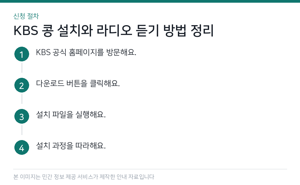 KBS 콩 설치와 라디오 듣기 방법 정리 신청 절차