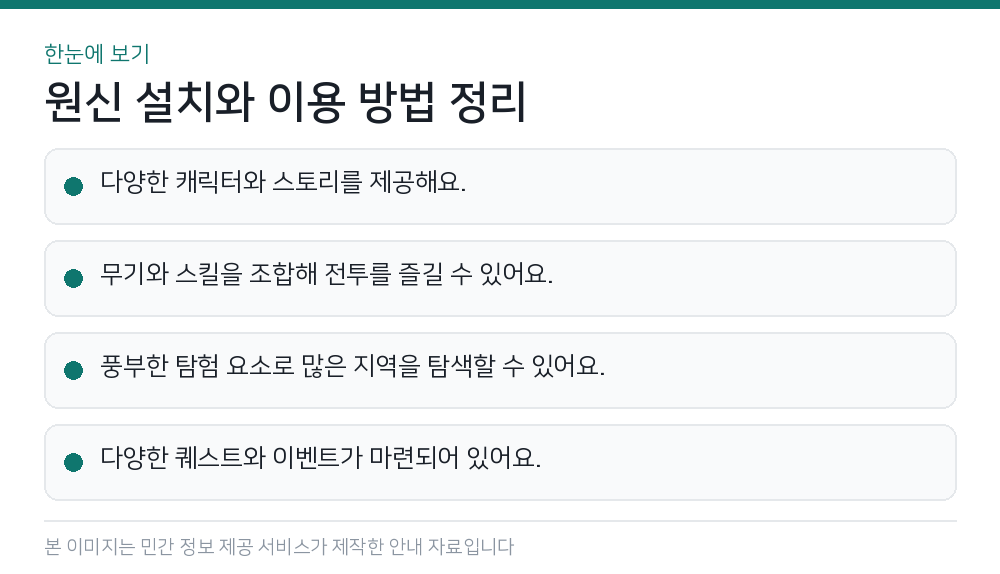 원신 설치와 이용 방법 정리 한눈에 보기