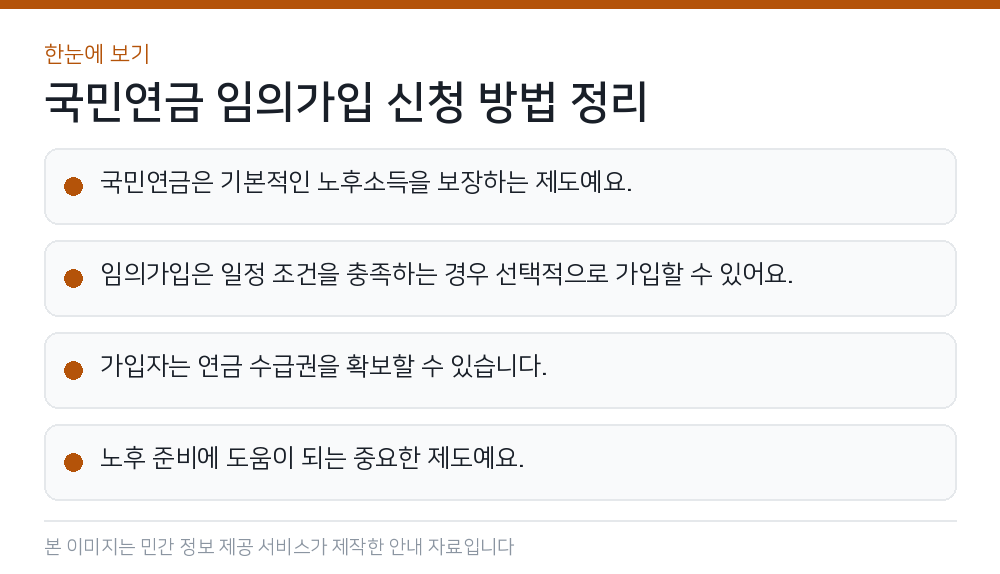 국민연금 임의가입 신청 방법 정리 한눈에 보기