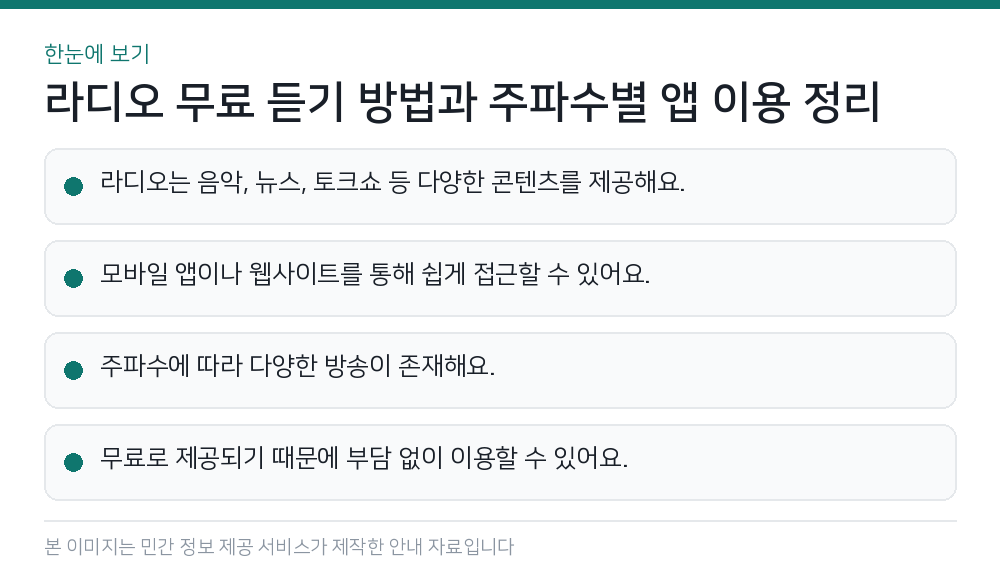 라디오 무료 듣기 방법과 주파수별 앱 이용 정리 한눈에 보기
