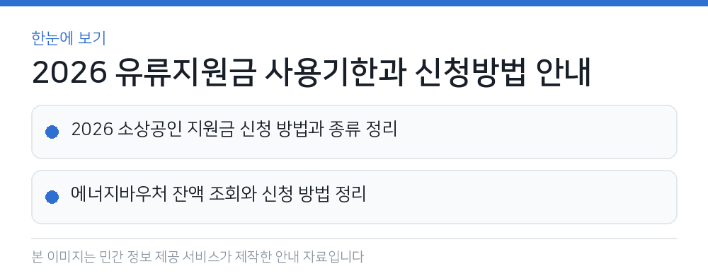 2026 유류지원금 사용기한과 신청방법 안내 한눈에 보기