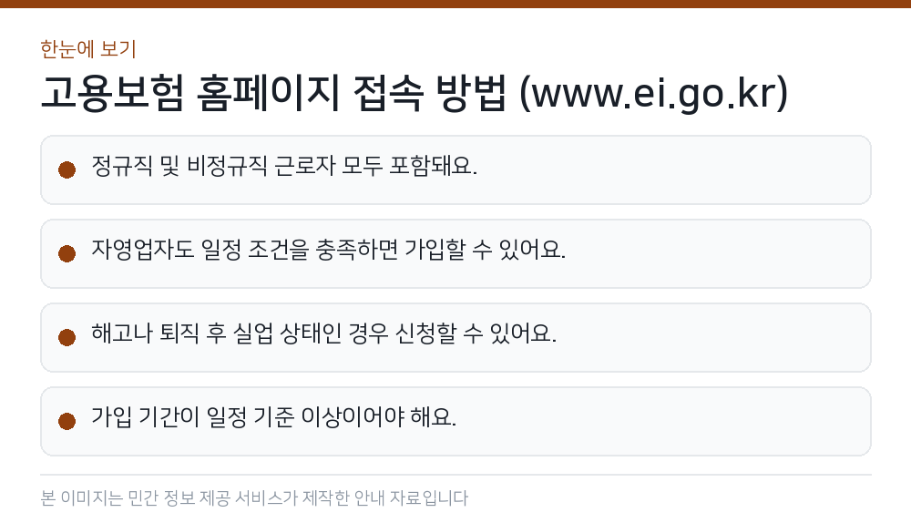 고용보험 홈페이지 접속 방법 (www.ei.go.kr) 한눈에 보기