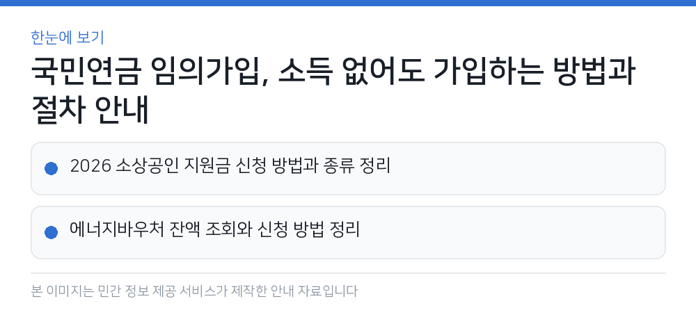 국민연금 임의가입, 소득 없어도 가입하는 방법과 절차 안내 한눈에 보기